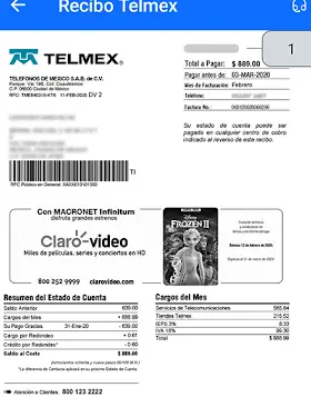 recibo telmex internet
