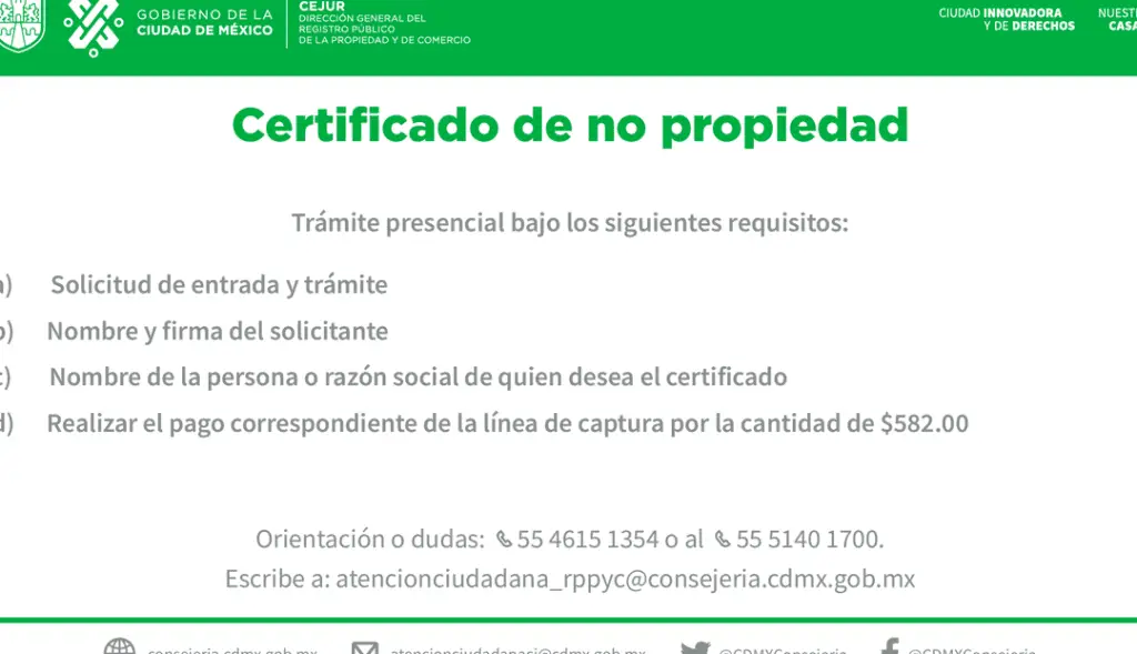 certificado de no propiedad en linea